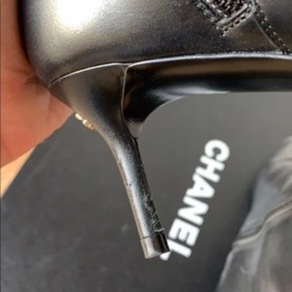 SOLD Chanel Black Stiletto Ankle Boots Booties - Picture 2 of 8